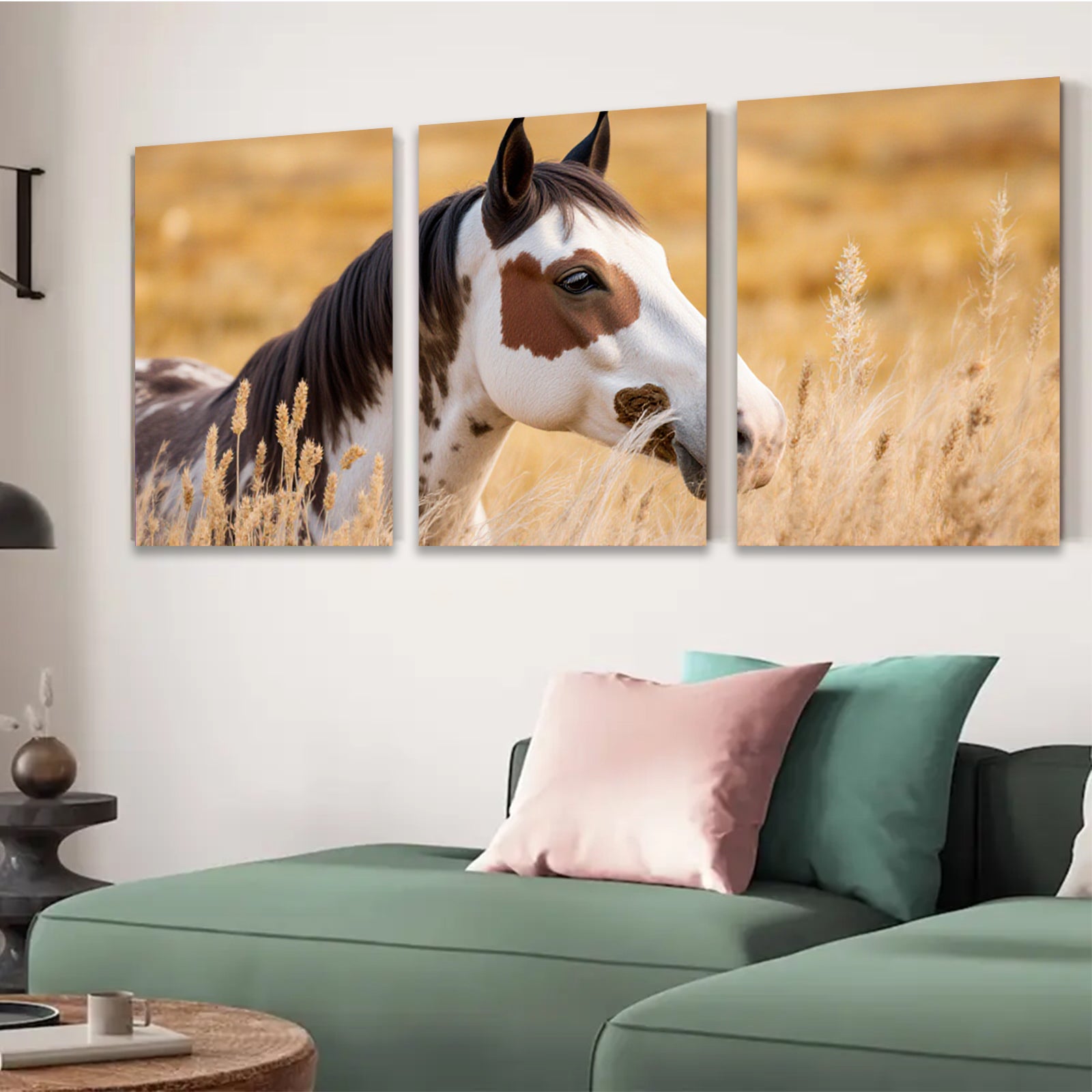 2D flat 1pc Majestic Wild Horse Portrait Farmhouse Wall Decor Rustic Living Room Canvas Print Home Office Art Gallery Wrapped Ready to Hang Modern Farmhouse Aesthetic