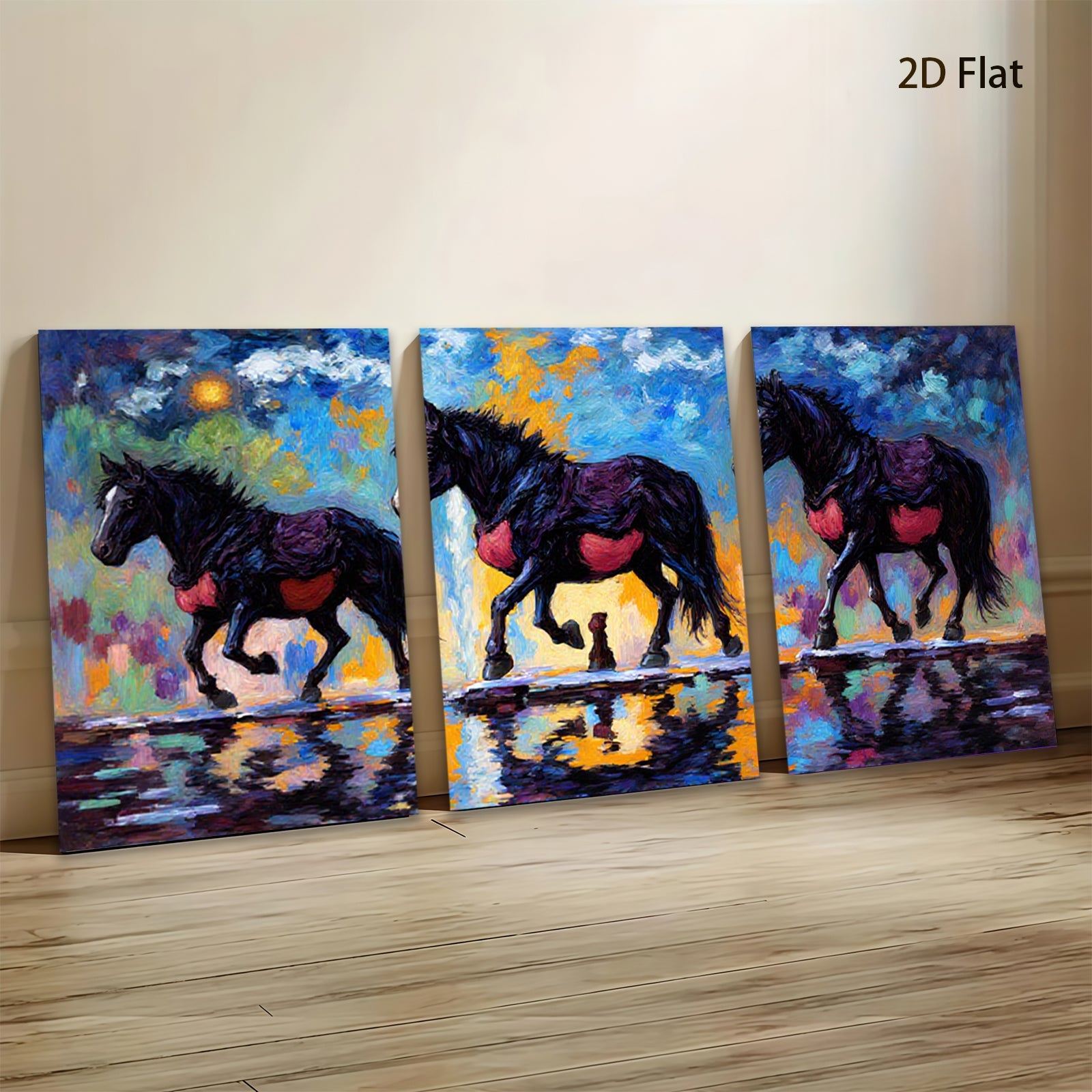 2D flat 1pc Majestic Wild Horses Running Through Water Farmhouse Wall Art Decor Living Room Bedroom Canvas Prints Modern Rustic Home Décor Gift Ideas