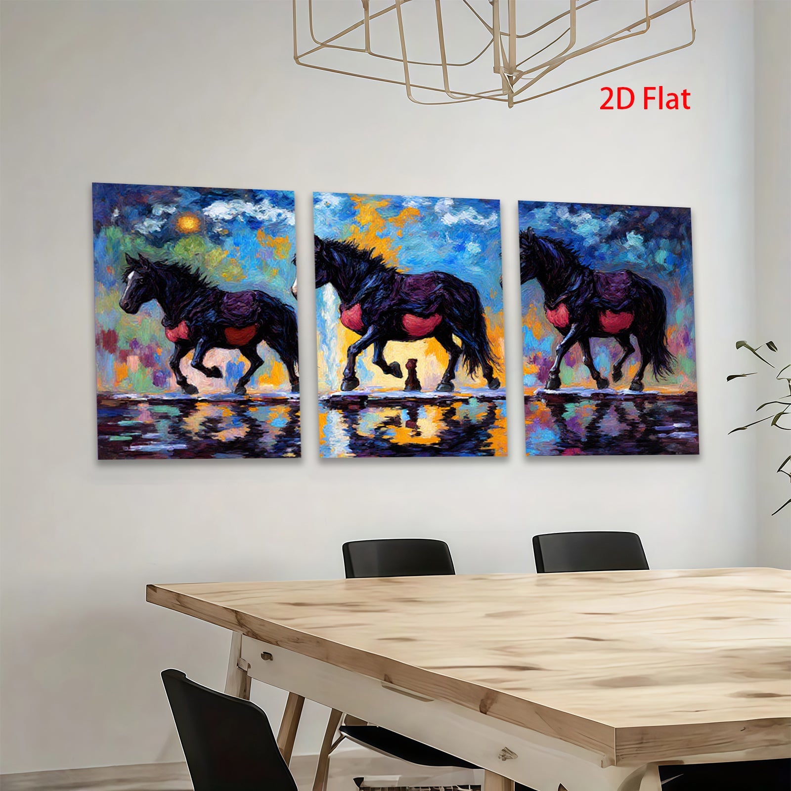 2D flat 1pc Majestic Wild Horses Running Through Water Farmhouse Wall Art Decor Living Room Bedroom Canvas Prints Modern Rustic Home Décor Gift Ideas