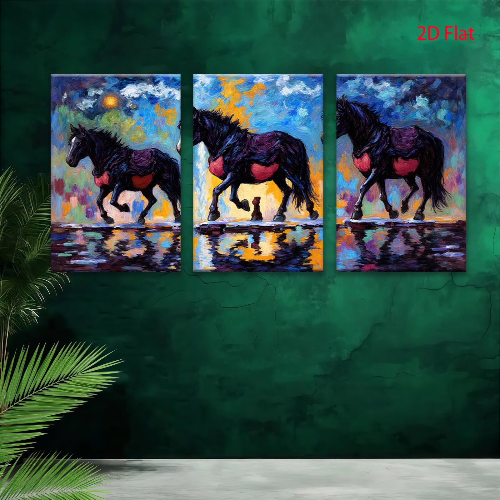 2D flat 1pc Majestic Wild Horses Running Through Water Farmhouse Wall Art Decor Living Room Bedroom Canvas Prints Modern Rustic Home Décor Gift Ideas
