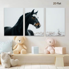 2D flat 1pc Majestic Winter Horse Portrait Farm Animal Wall Art Canvas Prints for Living Room Bedroom Modern Farmhouse Decor Gallery Wrapped Teal Navy Gray