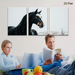2D flat 1pc Majestic Winter Horse Portrait Farm Animal Wall Art Canvas Prints for Living Room Bedroom Modern Farmhouse Decor Gallery Wrapped Teal Navy Gray