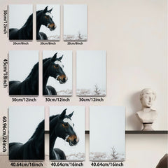 2D flat 1pc Majestic Winter Horse Portrait Farm Animal Wall Art Canvas Prints for Living Room Bedroom Modern Farmhouse Decor Gallery Wrapped Teal Navy Gray