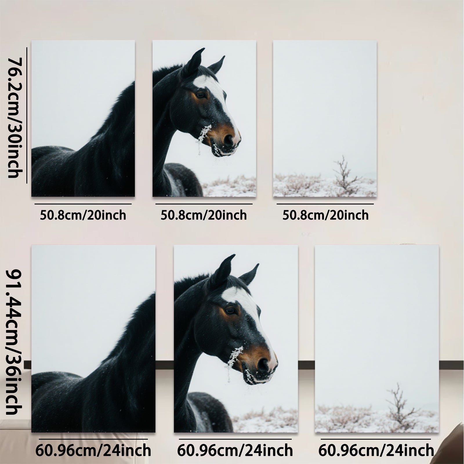 2D flat 1pc Majestic Winter Horse Portrait Farm Animal Wall Art Canvas Prints for Living Room Bedroom Modern Farmhouse Decor Gallery Wrapped Teal Navy Gray