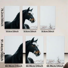 2D flat 1pc Majestic Winter Horse Portrait Farm Animal Wall Art Canvas Prints for Living Room Bedroom Modern Farmhouse Decor Gallery Wrapped Teal Navy Gray