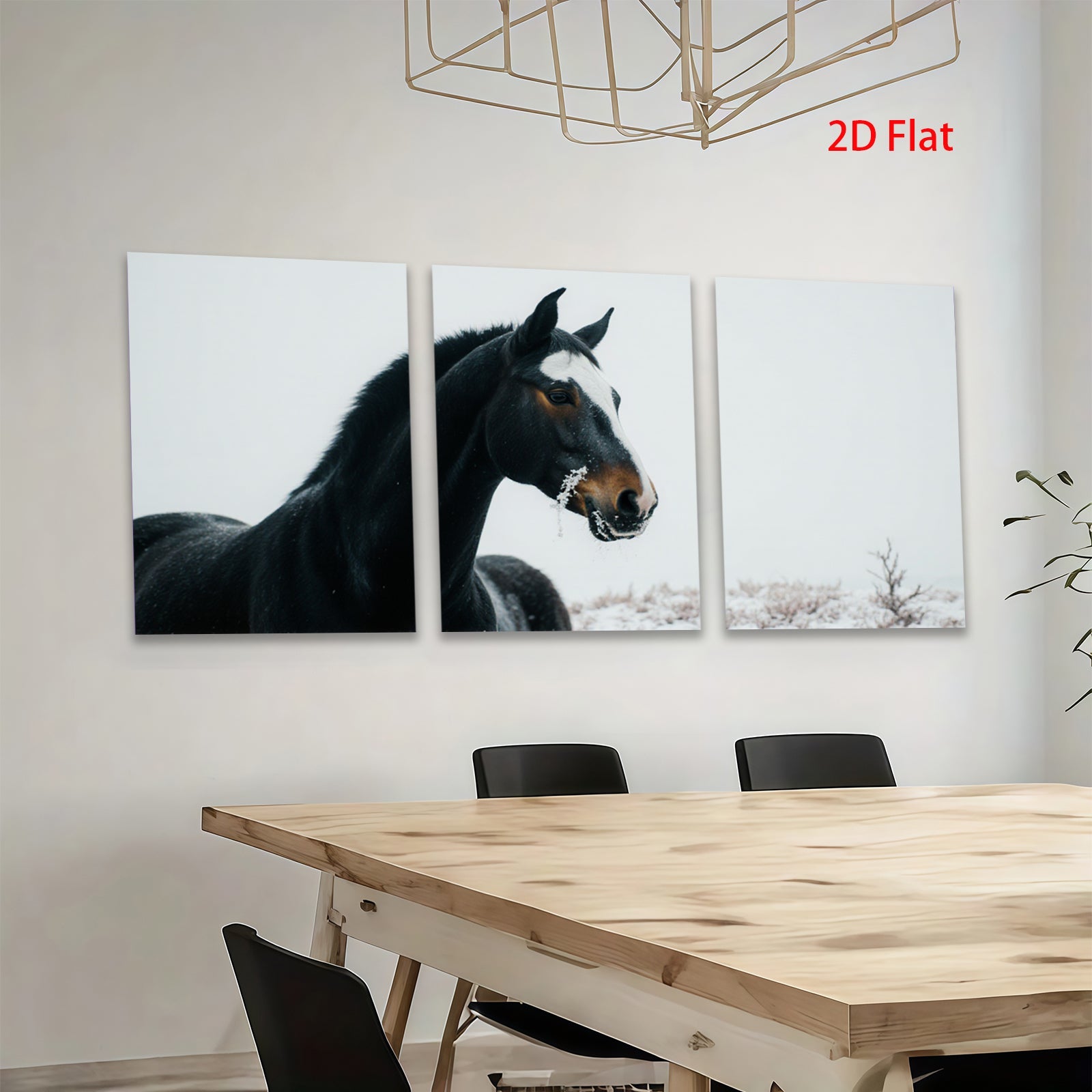 2D flat 1pc Majestic Winter Horse Portrait Farm Animal Wall Art Canvas Prints for Living Room Bedroom Modern Farmhouse Decor Gallery Wrapped Teal Navy Gray