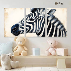 2D flat 1pc Majestic Zebra Portrait Animal Wildlife Art Canvas Wall Decor Living Room Bedroom Modern Farmhouse Gallery Wrapped Timeless Gift