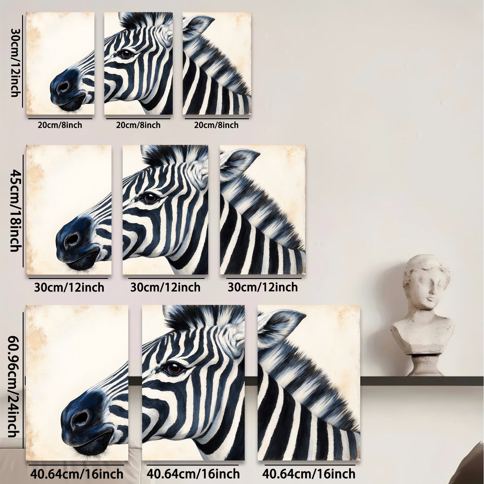 2D flat 1pc Majestic Zebra Portrait Animal Wildlife Art Canvas Wall Decor Living Room Bedroom Modern Farmhouse Gallery Wrapped Timeless Gift
