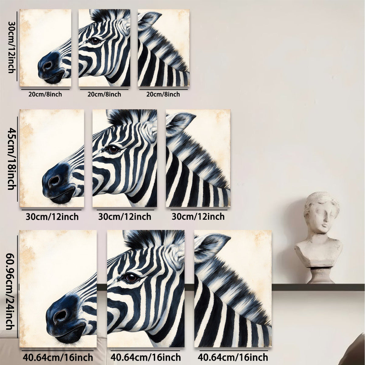 2D flat 1pc Majestic Zebra Portrait Animal Wildlife Art Canvas Wall Decor Living Room Bedroom Modern Farmhouse Gallery Wrapped Timeless Gift