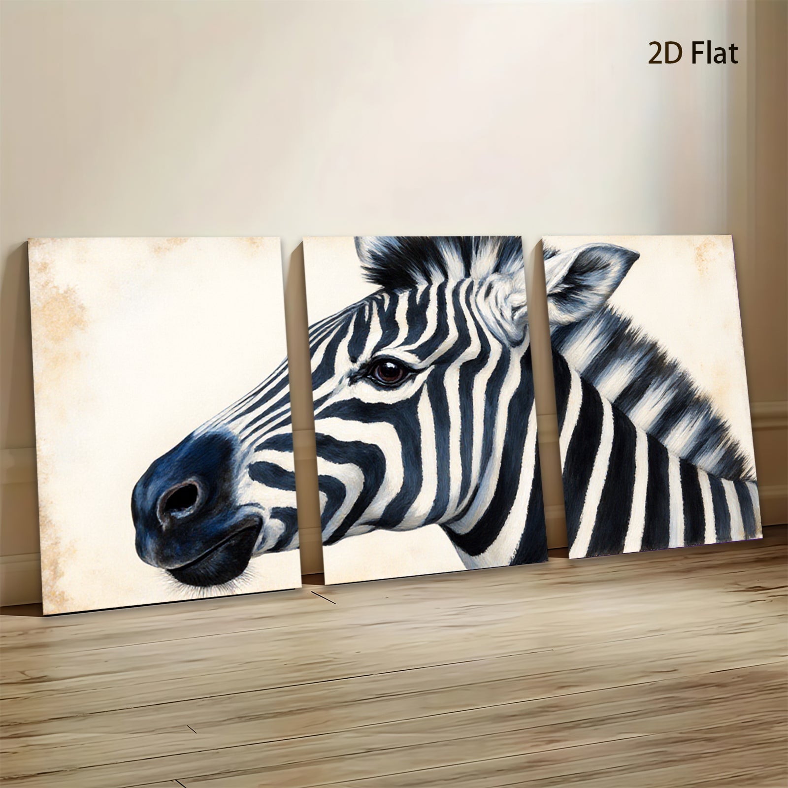 2D flat 1pc Majestic Zebra Portrait Animal Wildlife Art Canvas Wall Decor Living Room Bedroom Modern Farmhouse Gallery Wrapped Timeless Gift