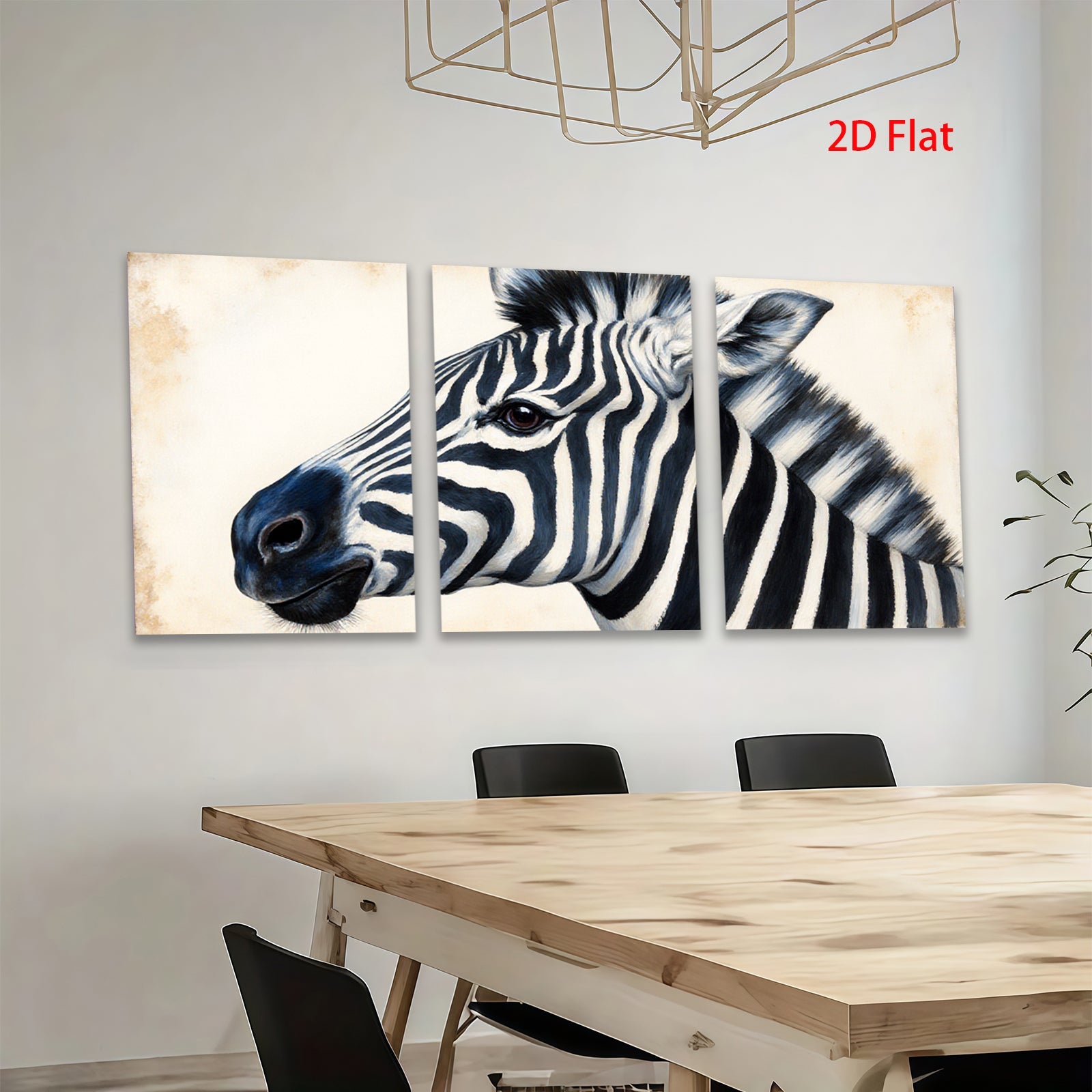 2D flat 1pc Majestic Zebra Portrait Animal Wildlife Art Canvas Wall Decor Living Room Bedroom Modern Farmhouse Gallery Wrapped Timeless Gift