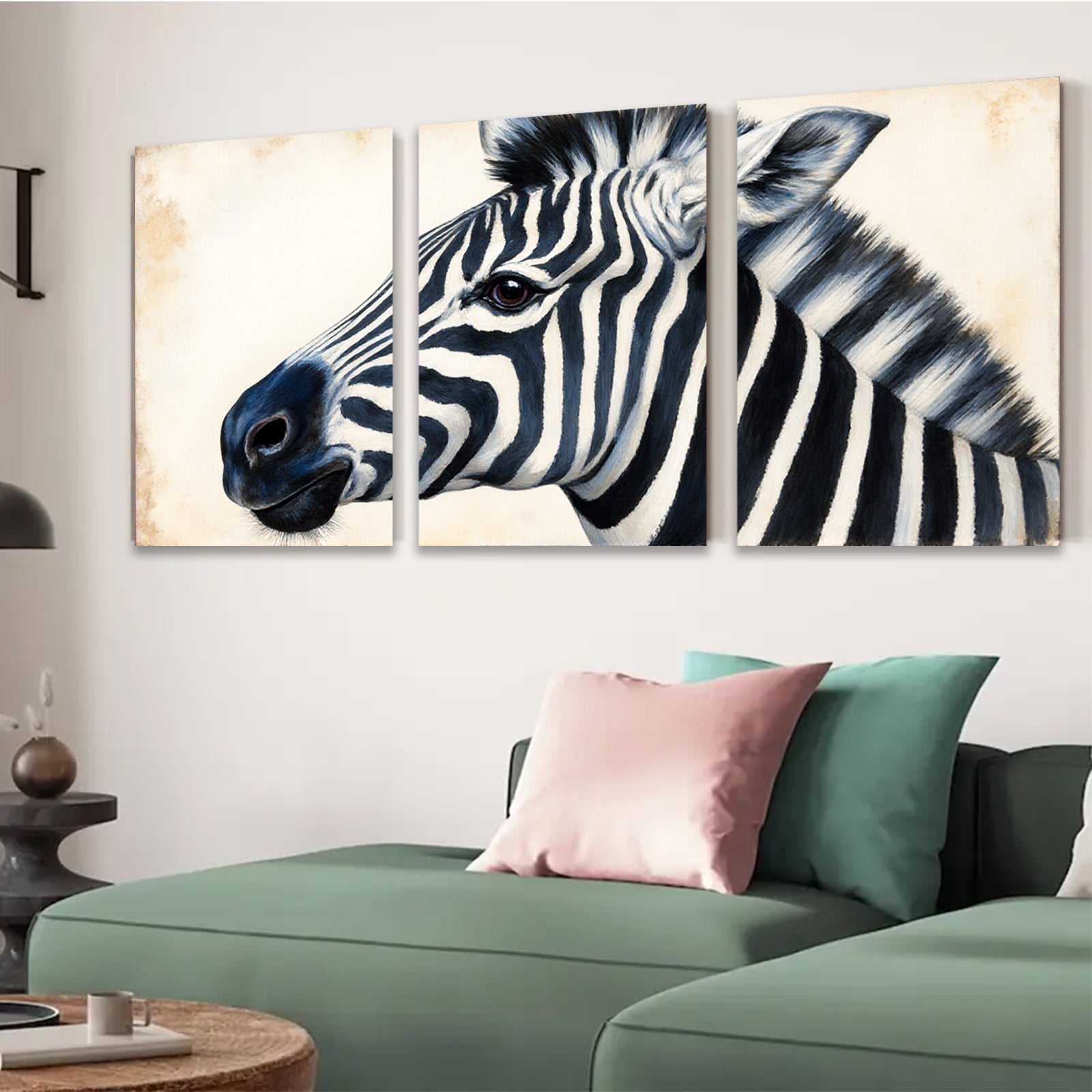 2D flat 1pc Majestic Zebra Portrait Animal Wildlife Art Canvas Wall Decor Living Room Bedroom Modern Farmhouse Gallery Wrapped Timeless Gift