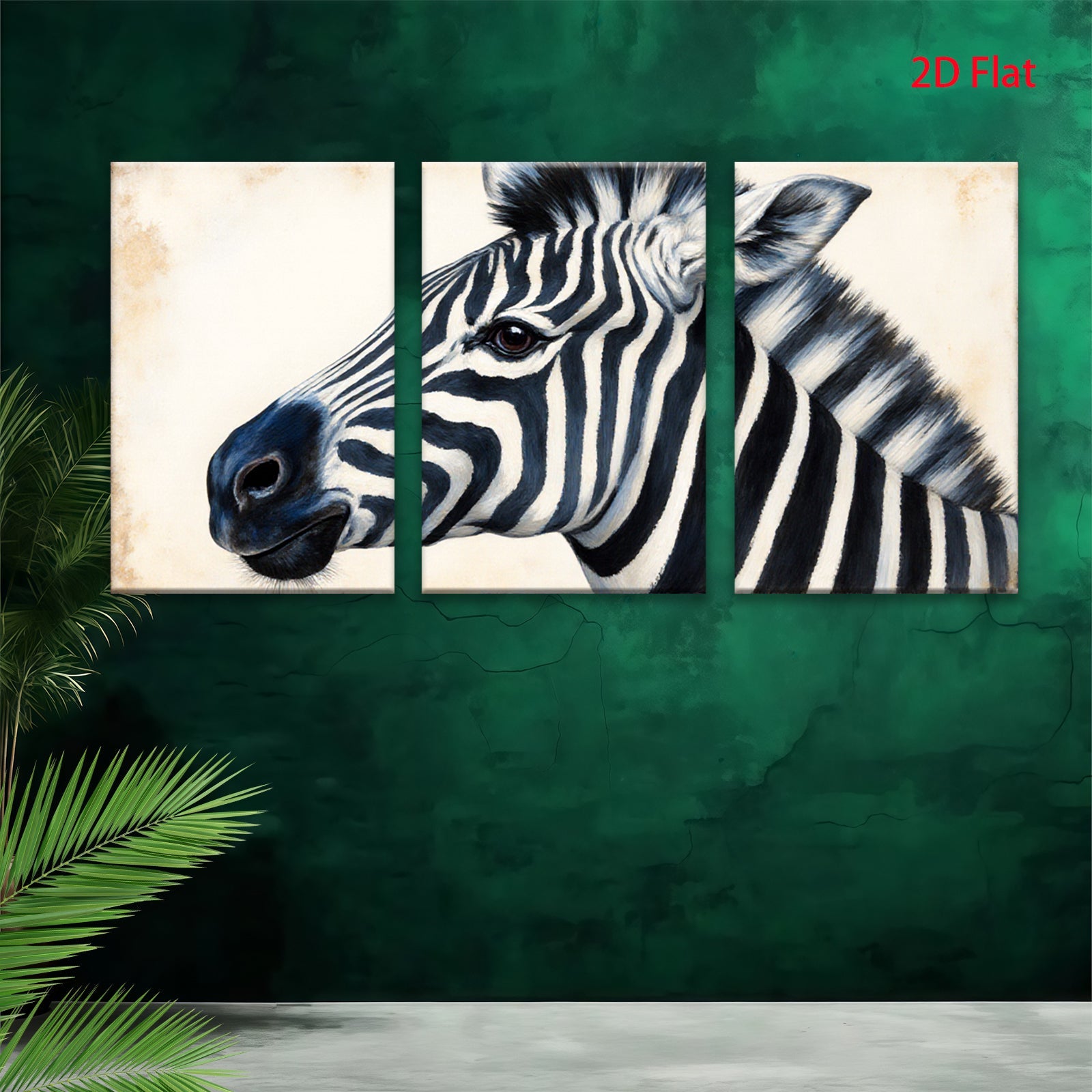 2D flat 1pc Majestic Zebra Portrait Animal Wildlife Art Canvas Wall Decor Living Room Bedroom Modern Farmhouse Gallery Wrapped Timeless Gift