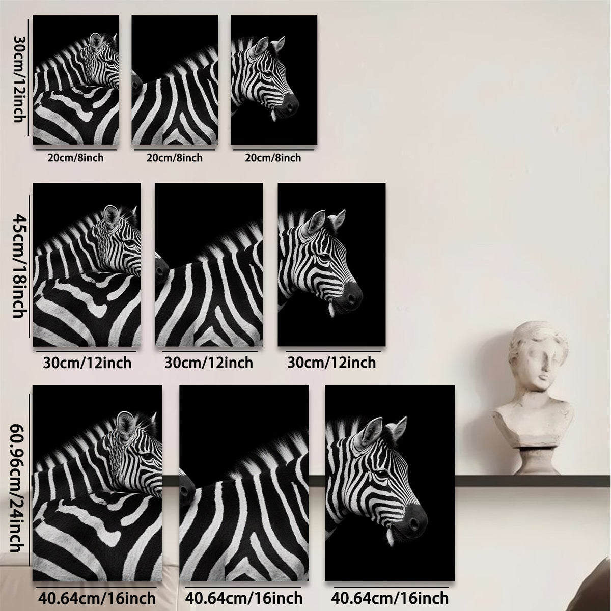 2D flat 1pc Majestic Zebras Portrait Animal Wildlife Wall Art Decor for Living Room Bedroom Modern Farmhouse Gallery Wrapped Canvas Prints
