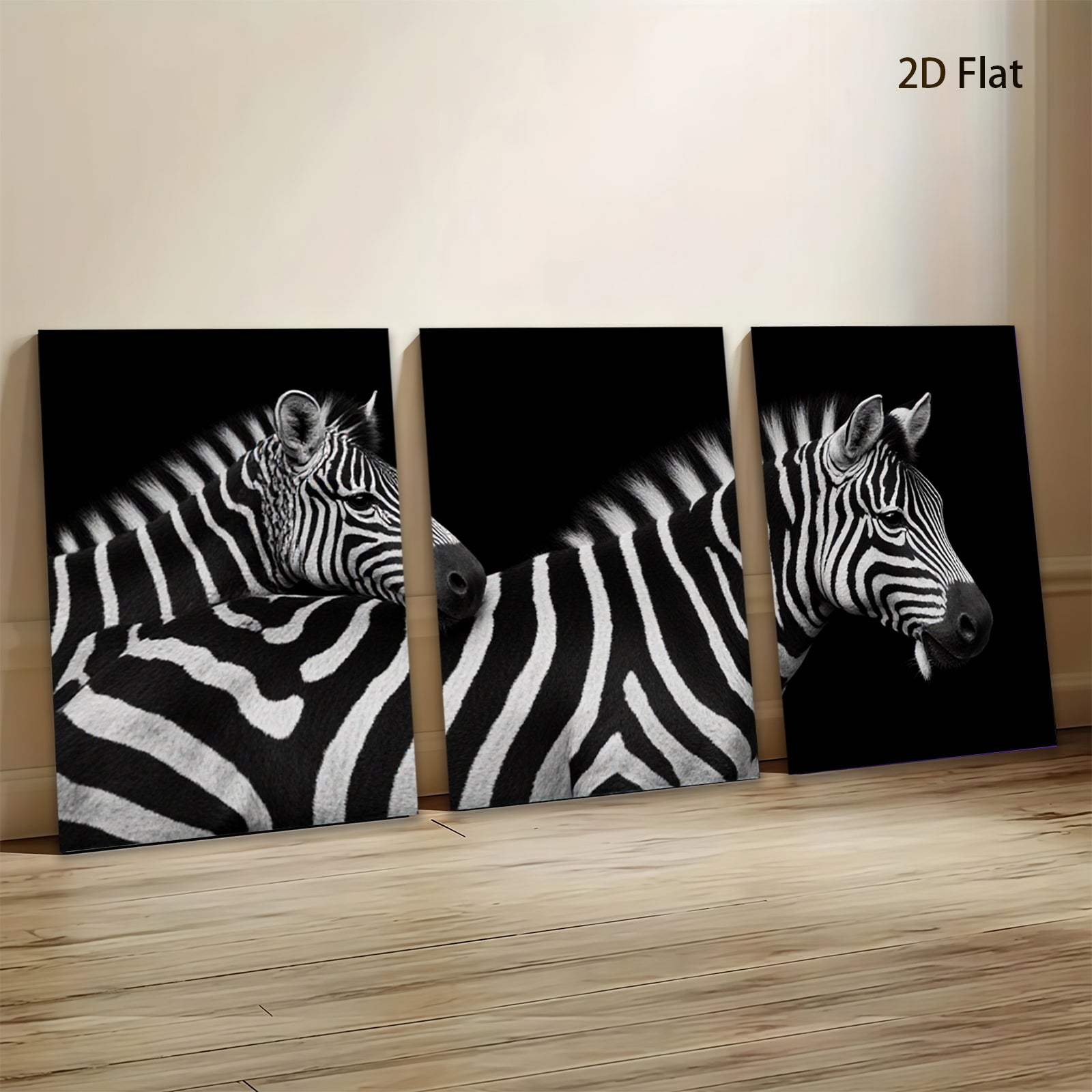 2D flat 1pc Majestic Zebras Portrait Animal Wildlife Wall Art Decor for Living Room Bedroom Modern Farmhouse Gallery Wrapped Canvas Prints