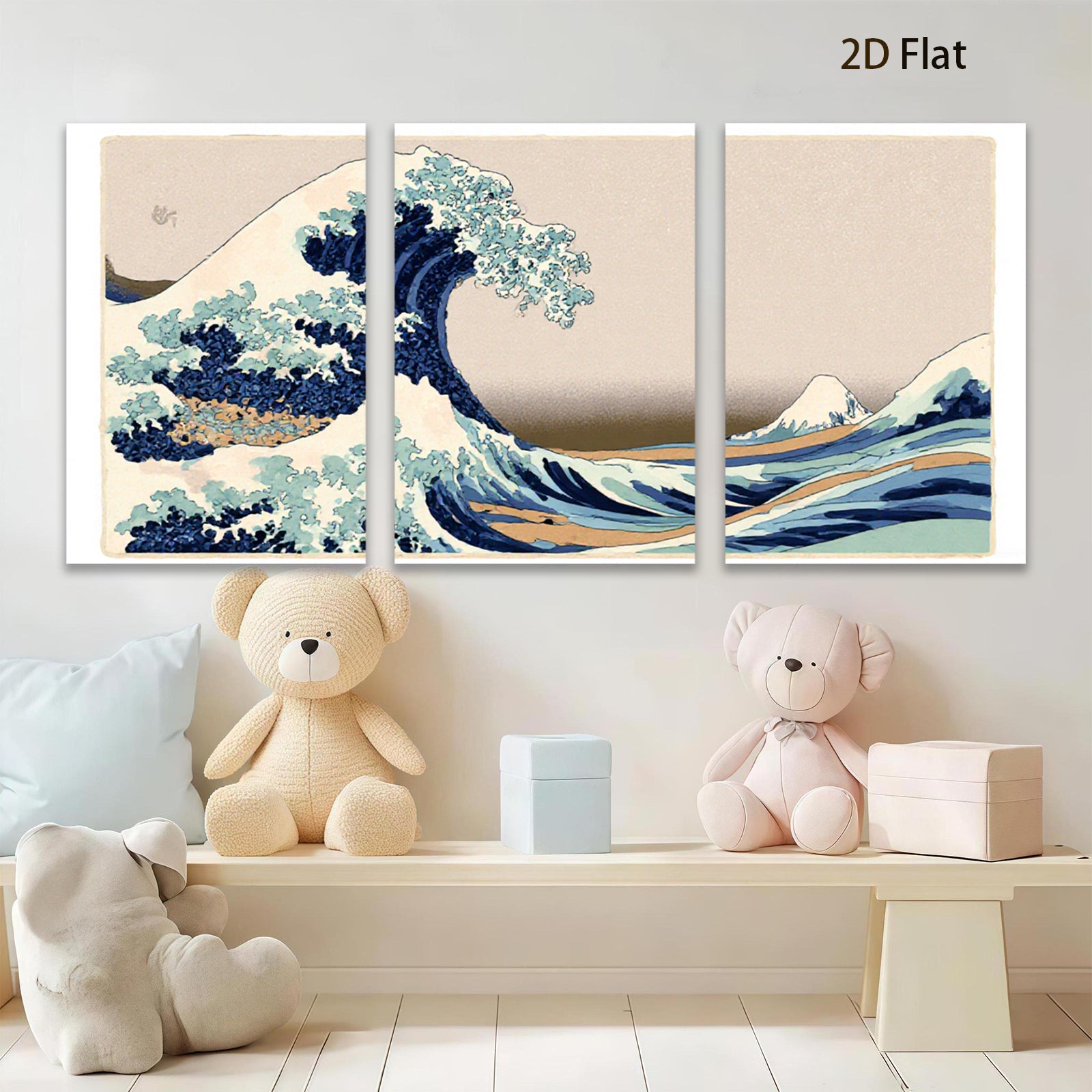 2D flat 1pc Majestic crashing wave coastal wall art living room bedroom decor farmhouse style modern minimalist gallery wrapped canvas print
