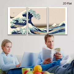 2D flat 1pc Majestic crashing wave coastal wall art living room bedroom decor farmhouse style modern minimalist gallery wrapped canvas print