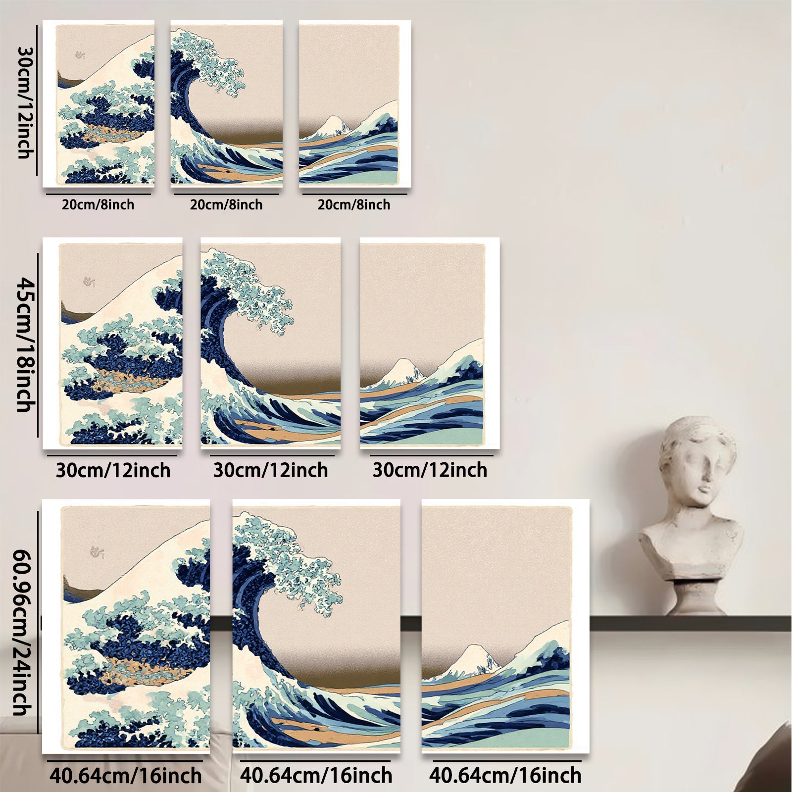 2D flat 1pc Majestic crashing wave coastal wall art living room bedroom decor farmhouse style modern minimalist gallery wrapped canvas print