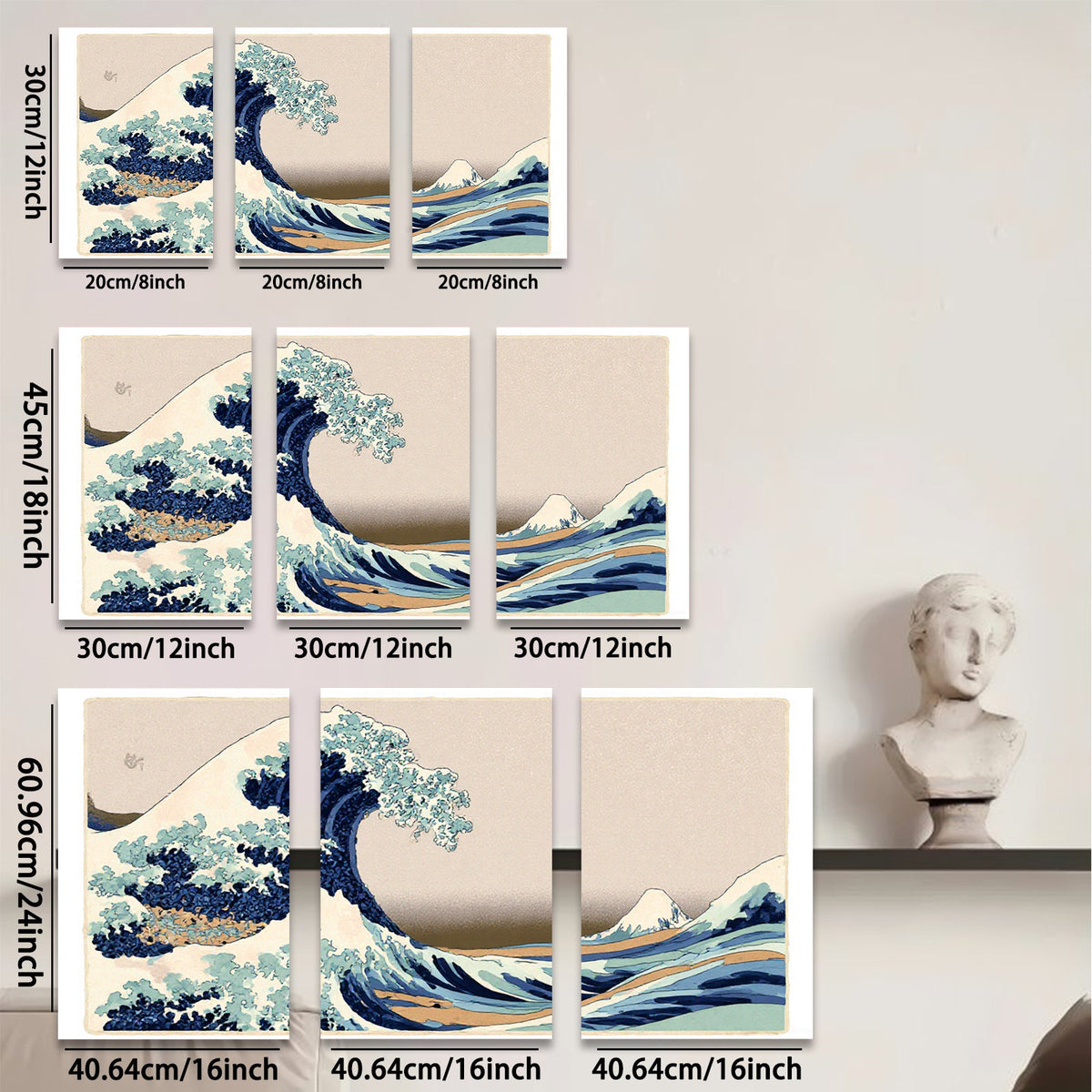2D flat 1pc Majestic crashing wave coastal wall art living room bedroom decor farmhouse style modern minimalist gallery wrapped canvas print