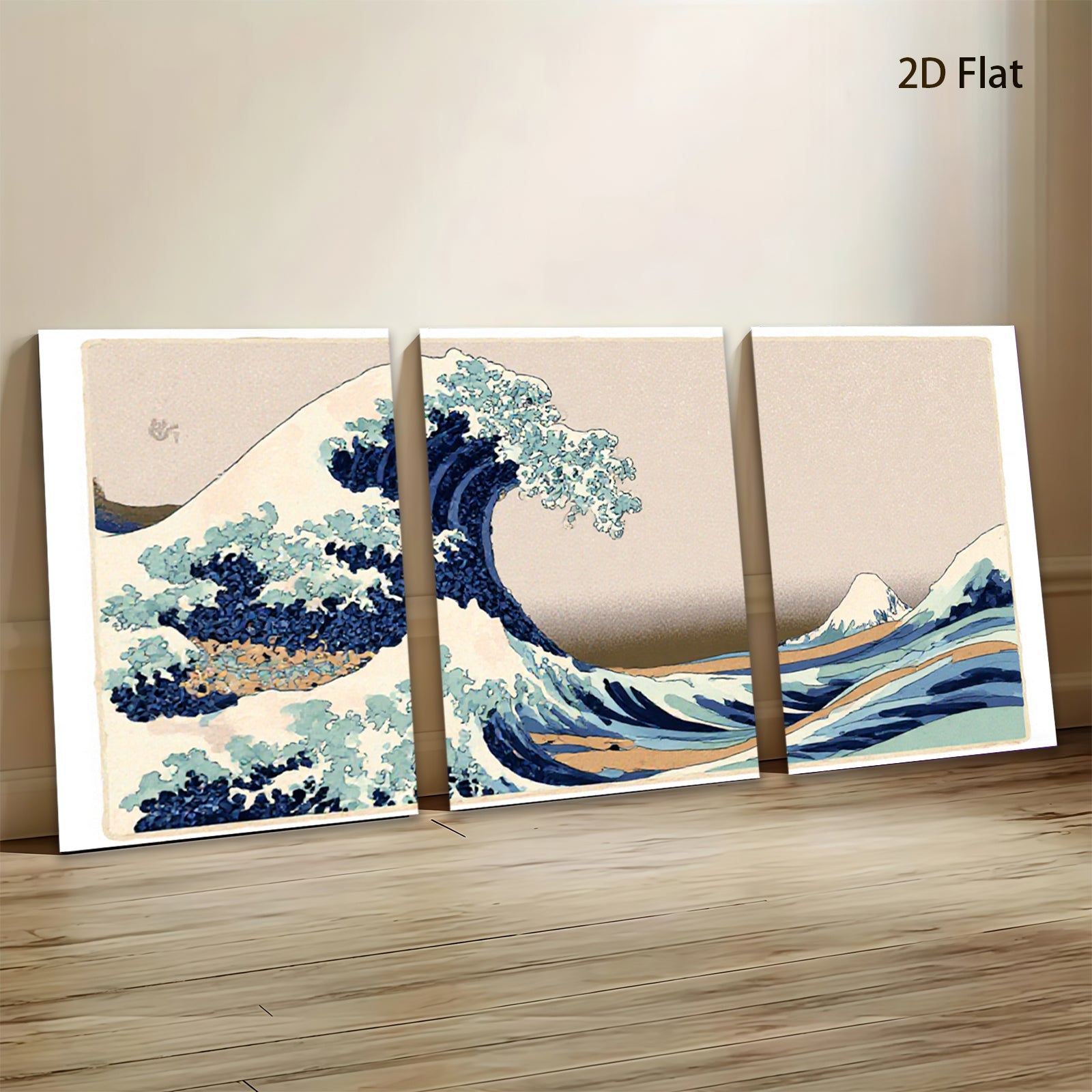 2D flat 1pc Majestic crashing wave coastal wall art living room bedroom decor farmhouse style modern minimalist gallery wrapped canvas print