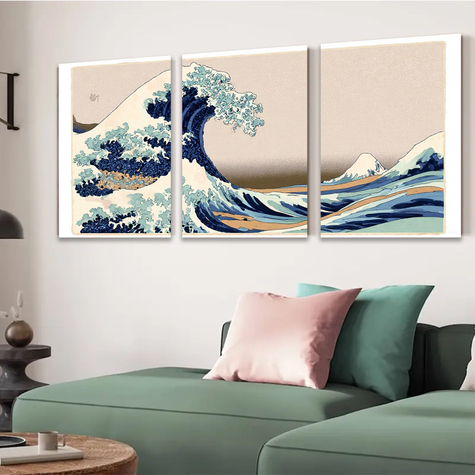 2D flat 1pc Majestic crashing wave coastal wall art living room bedroom decor farmhouse style modern minimalist gallery wrapped canvas print