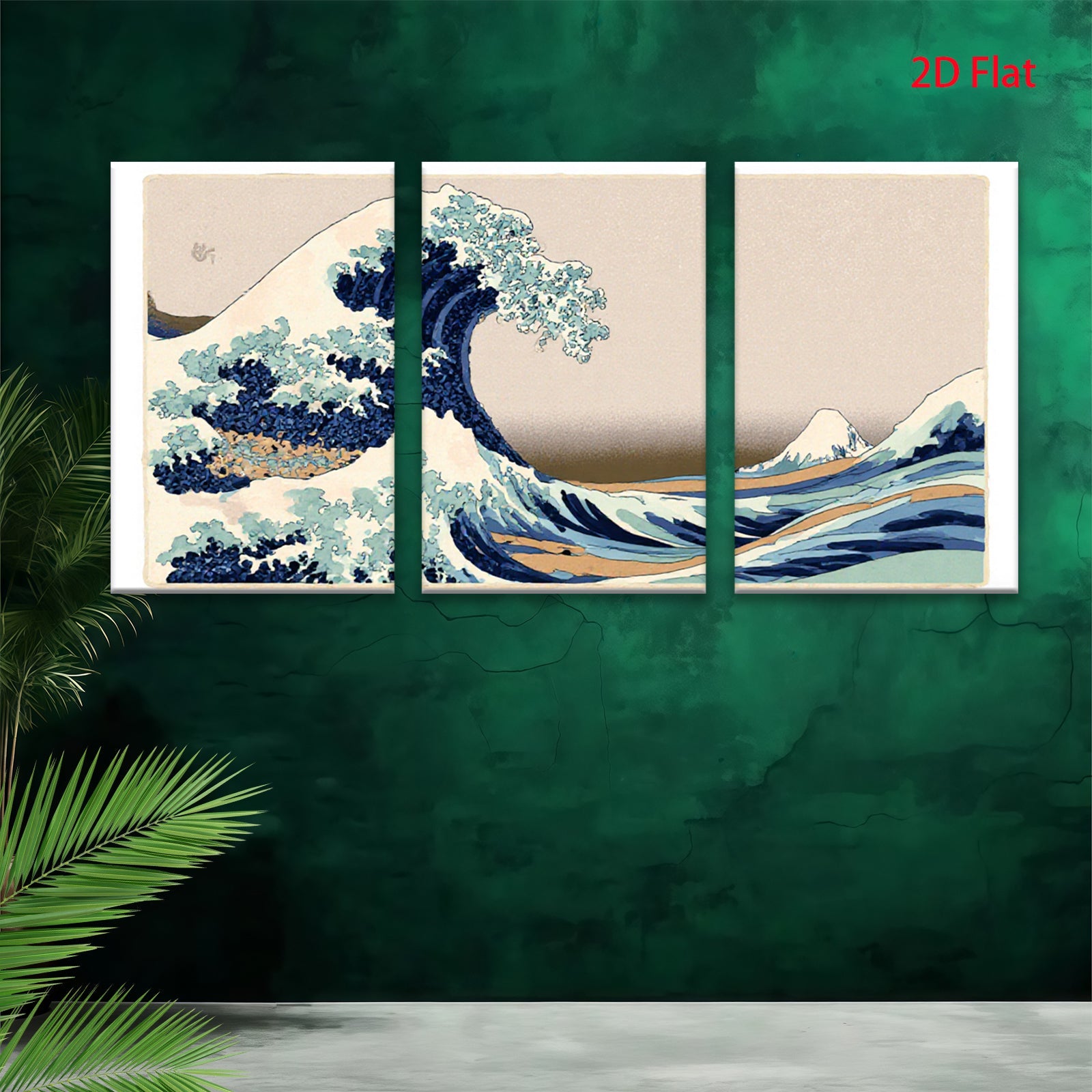 2D flat 1pc Majestic crashing wave coastal wall art living room bedroom decor farmhouse style modern minimalist gallery wrapped canvas print