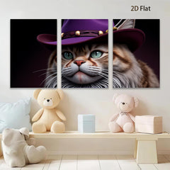 2D flat 1pc Majestic feline portrait with stylish hat living room bedroom gallery wall decor farmhouse style animal art canvas prints modern art