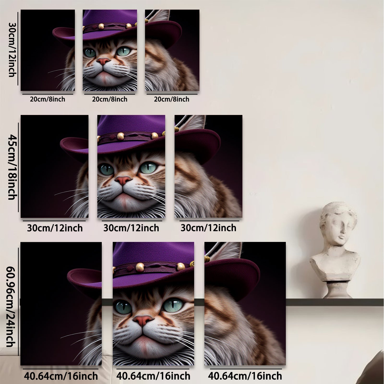 2D flat 1pc Majestic feline portrait with stylish hat living room bedroom gallery wall decor farmhouse style animal art canvas prints modern art