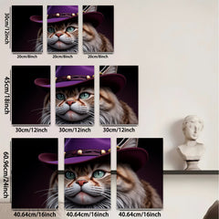 2D flat 1pc Majestic feline portrait with stylish hat living room bedroom gallery wall decor farmhouse style animal art canvas prints modern art