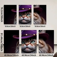 2D flat 1pc Majestic feline portrait with stylish hat living room bedroom gallery wall decor farmhouse style animal art canvas prints modern art