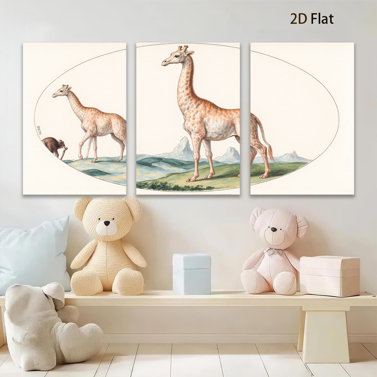 2D flat 1pc Majestic giraffe wildlife portrait canvas print for living room bedroom gallery wall decor farmhouse style modern minimalist