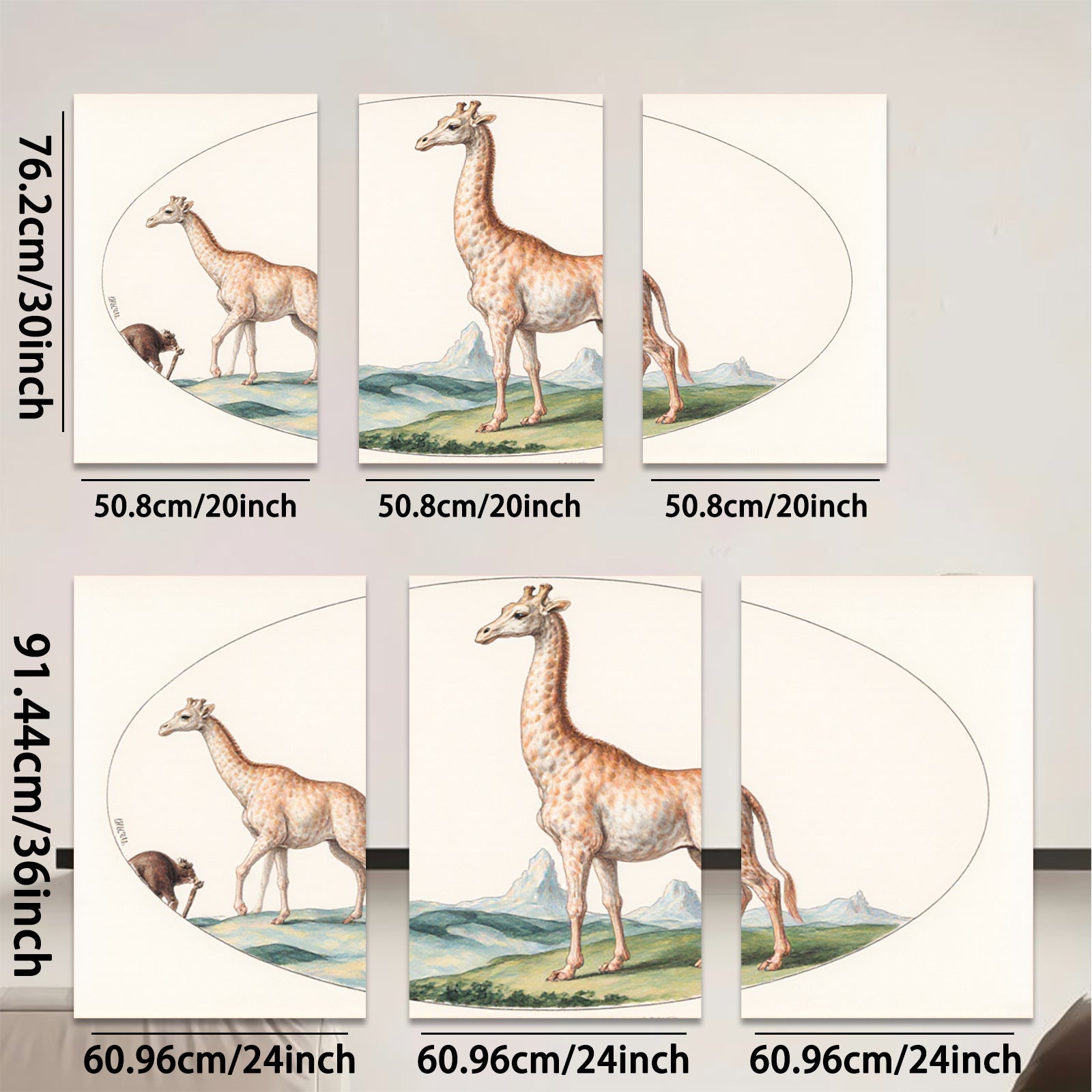 2D flat 1pc Majestic giraffe wildlife portrait canvas print for living room bedroom gallery wall decor farmhouse style modern minimalist