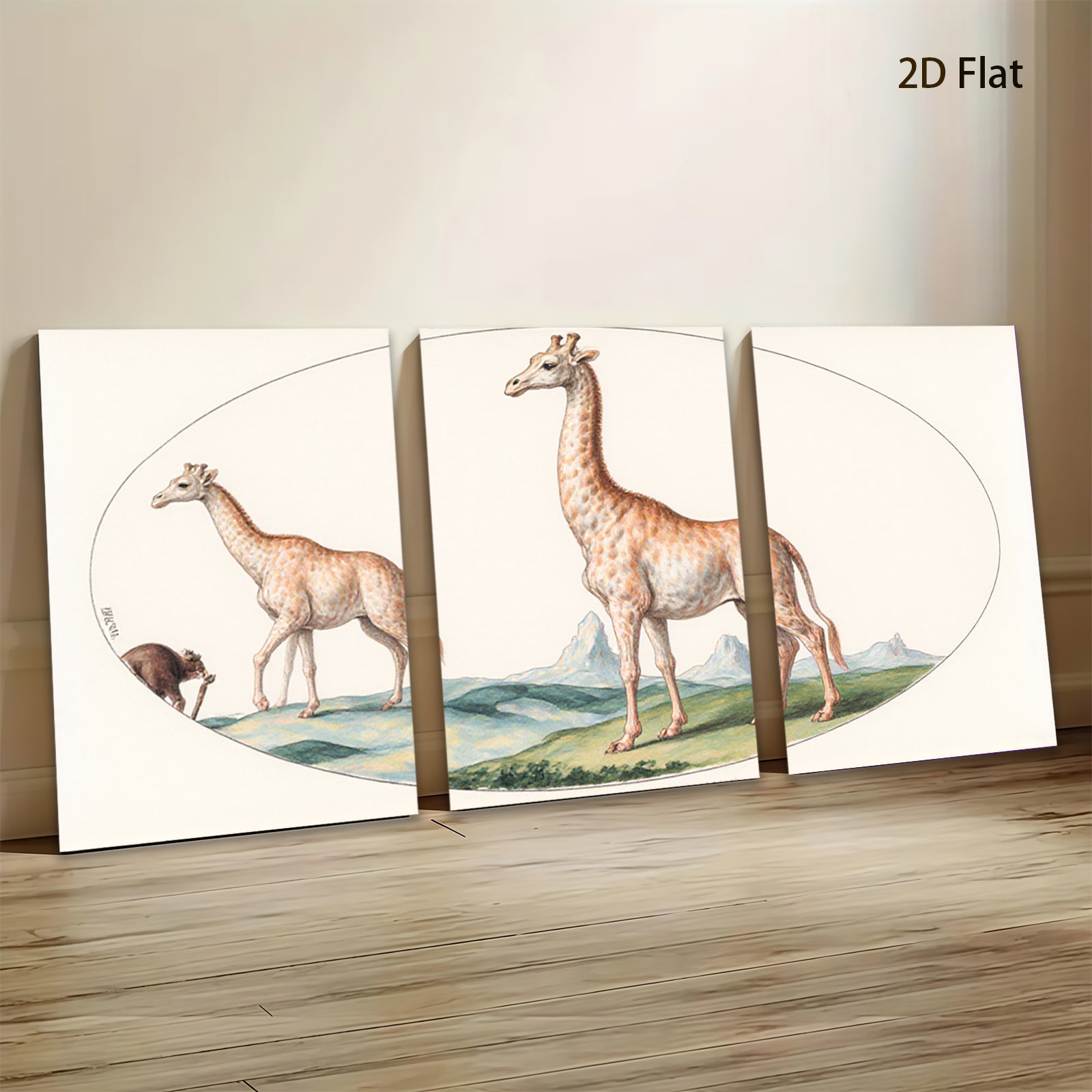 2D flat 1pc Majestic giraffe wildlife portrait canvas print for living room bedroom gallery wall decor farmhouse style modern minimalist
