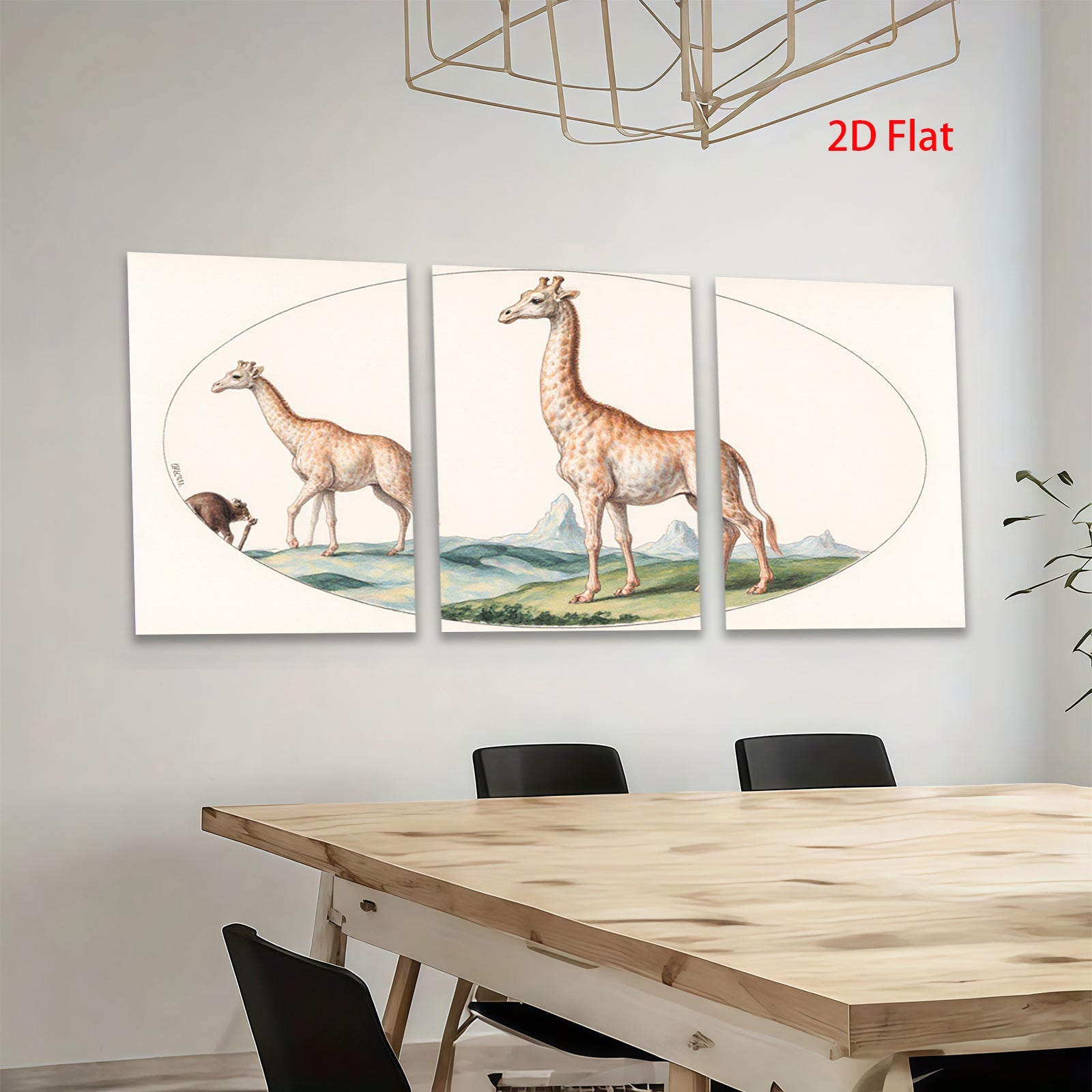 2D flat 1pc Majestic giraffe wildlife portrait canvas print for living room bedroom gallery wall decor farmhouse style modern minimalist