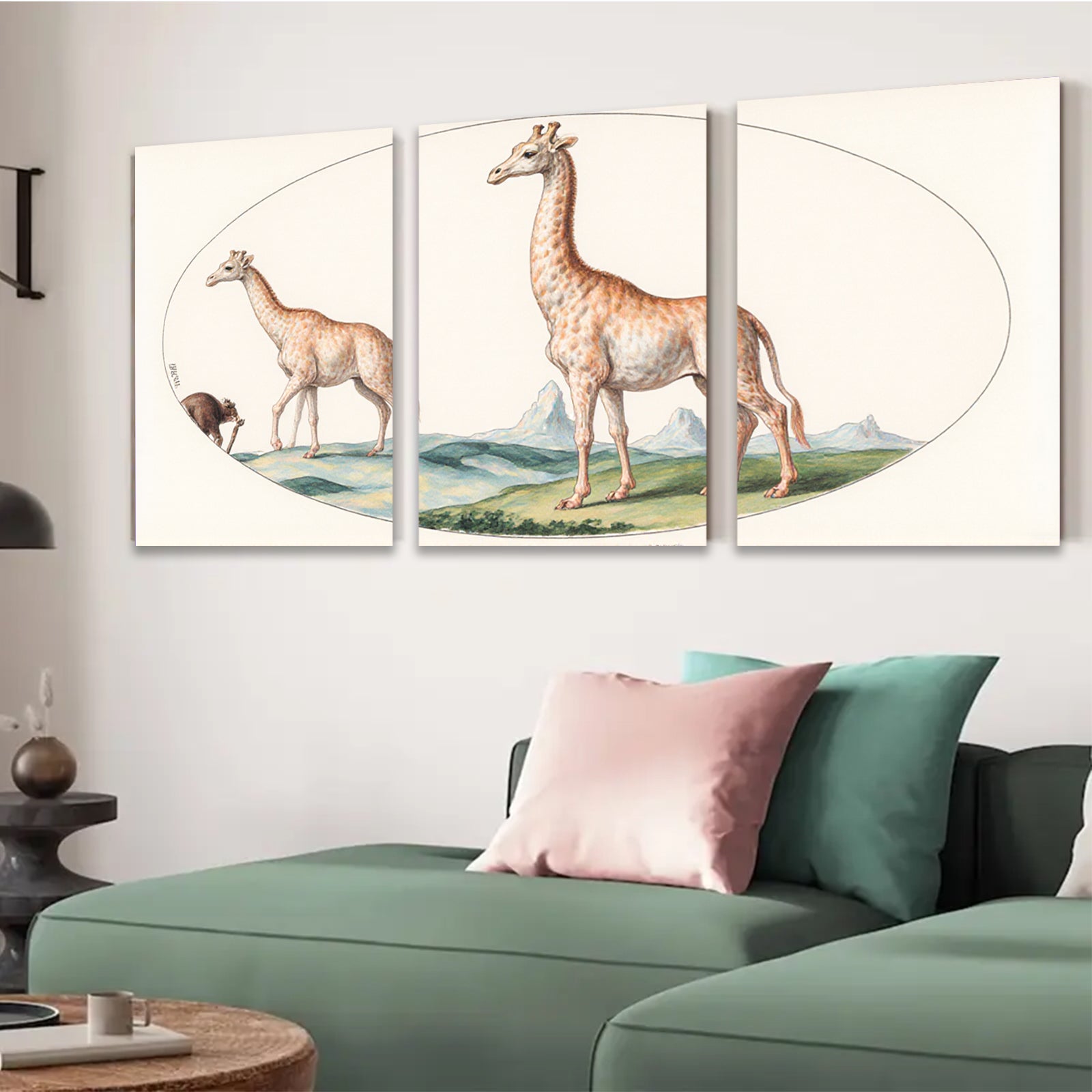 2D flat 1pc Majestic giraffe wildlife portrait canvas print for living room bedroom gallery wall decor farmhouse style modern minimalist
