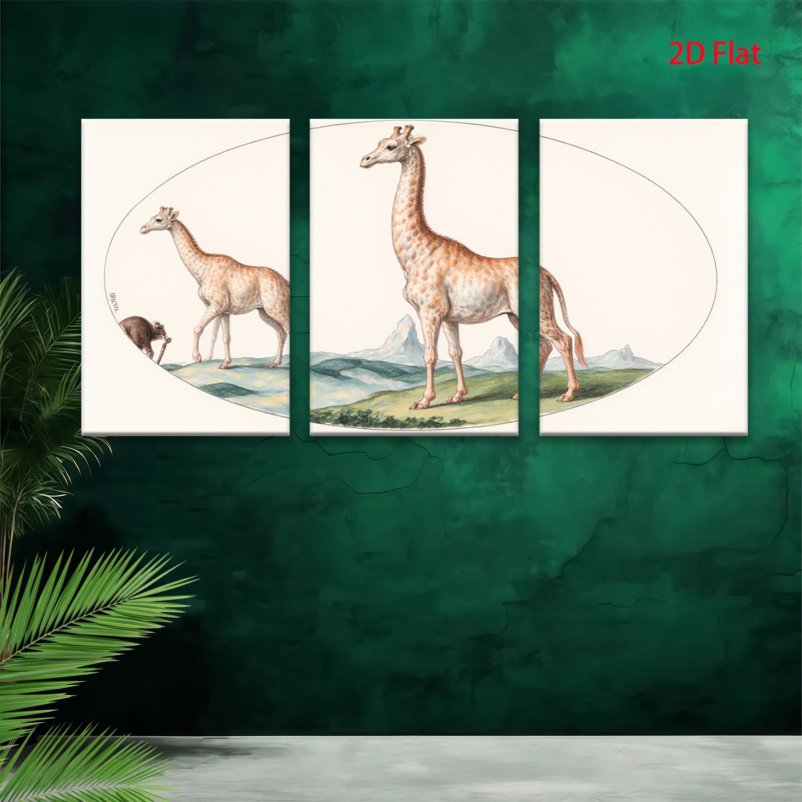2D flat 1pc Majestic giraffe wildlife portrait canvas print for living room bedroom gallery wall decor farmhouse style modern minimalist