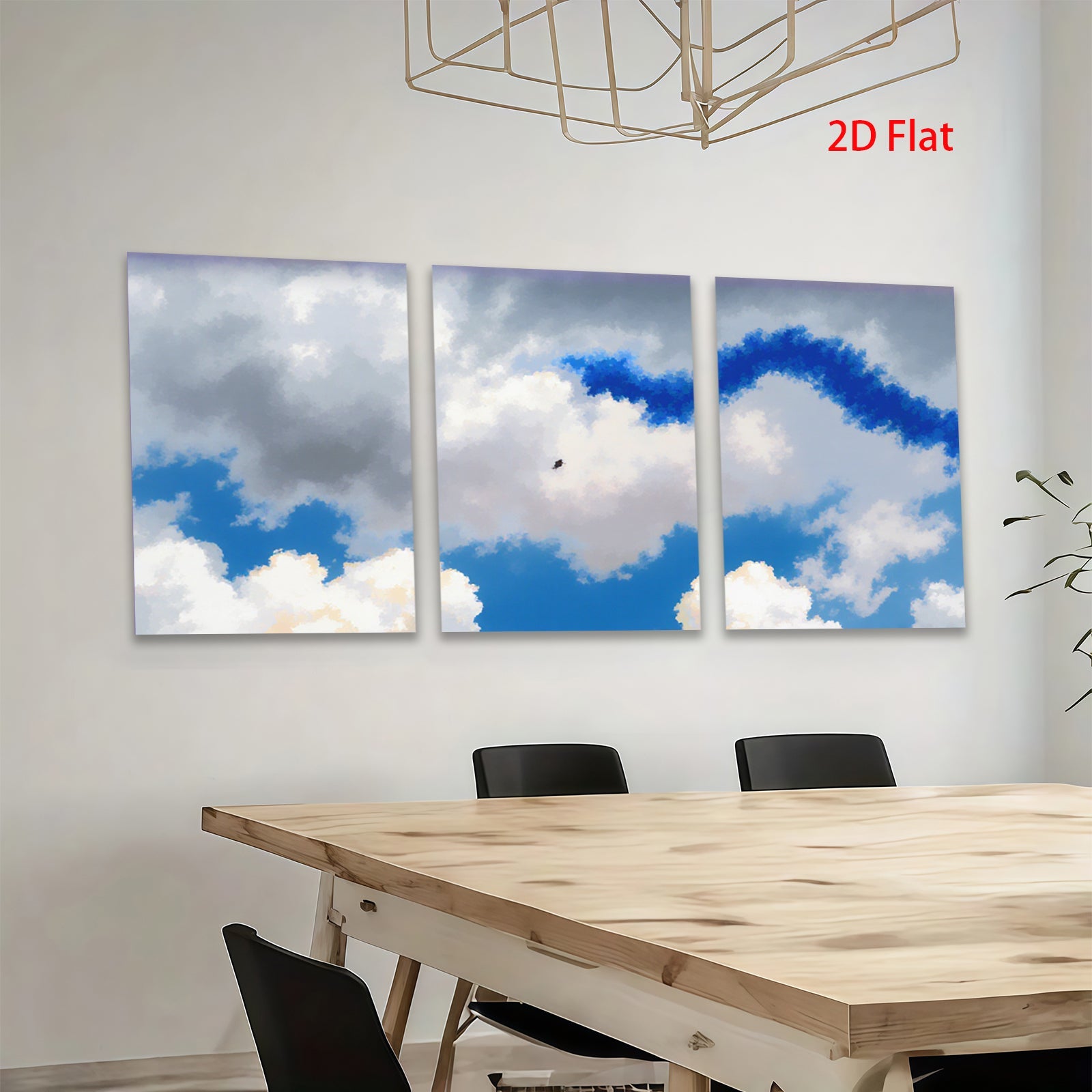 2D flat 1pc Majestic soaring eagle amid fluffy white clouds serene sky backdrop living room bedroom gallery wall decor farmhouse style modern minimalist art