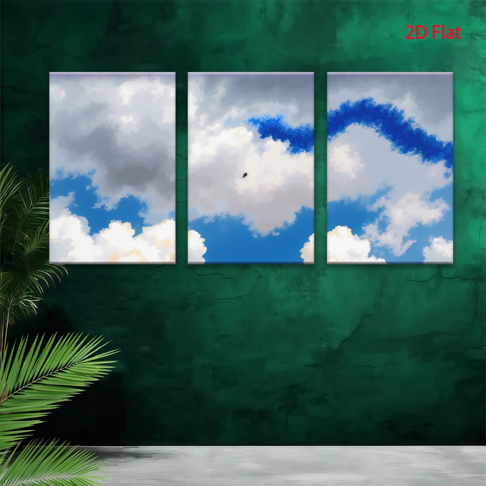 2D flat 1pc Majestic soaring eagle amid fluffy white clouds serene sky backdrop living room bedroom gallery wall decor farmhouse style modern minimalist art