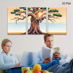 2D flat 1pc Majestic windswept tree canvas wall art for living room bedroom home decor farmhouse style gallery wrapped modern minimalist