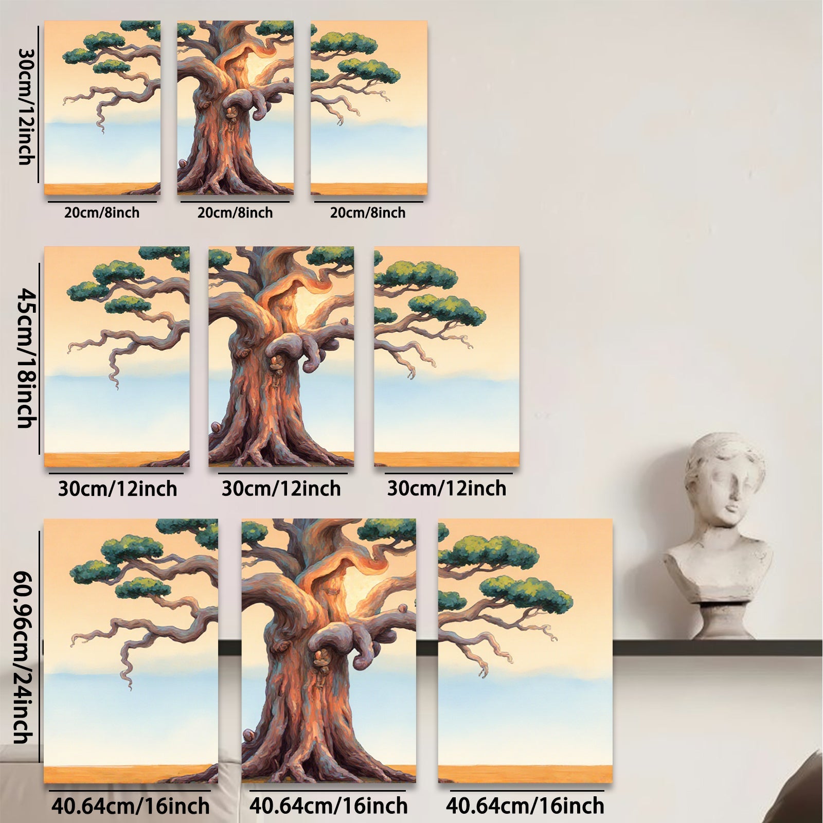 2D flat 1pc Majestic windswept tree canvas wall art for living room bedroom home decor farmhouse style gallery wrapped modern minimalist