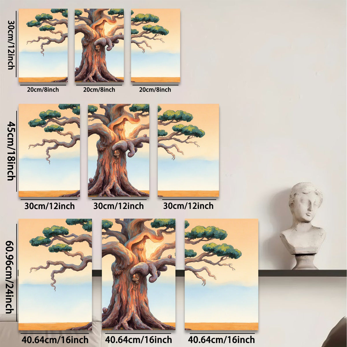 2D flat 1pc Majestic windswept tree canvas wall art for living room bedroom home decor farmhouse style gallery wrapped modern minimalist