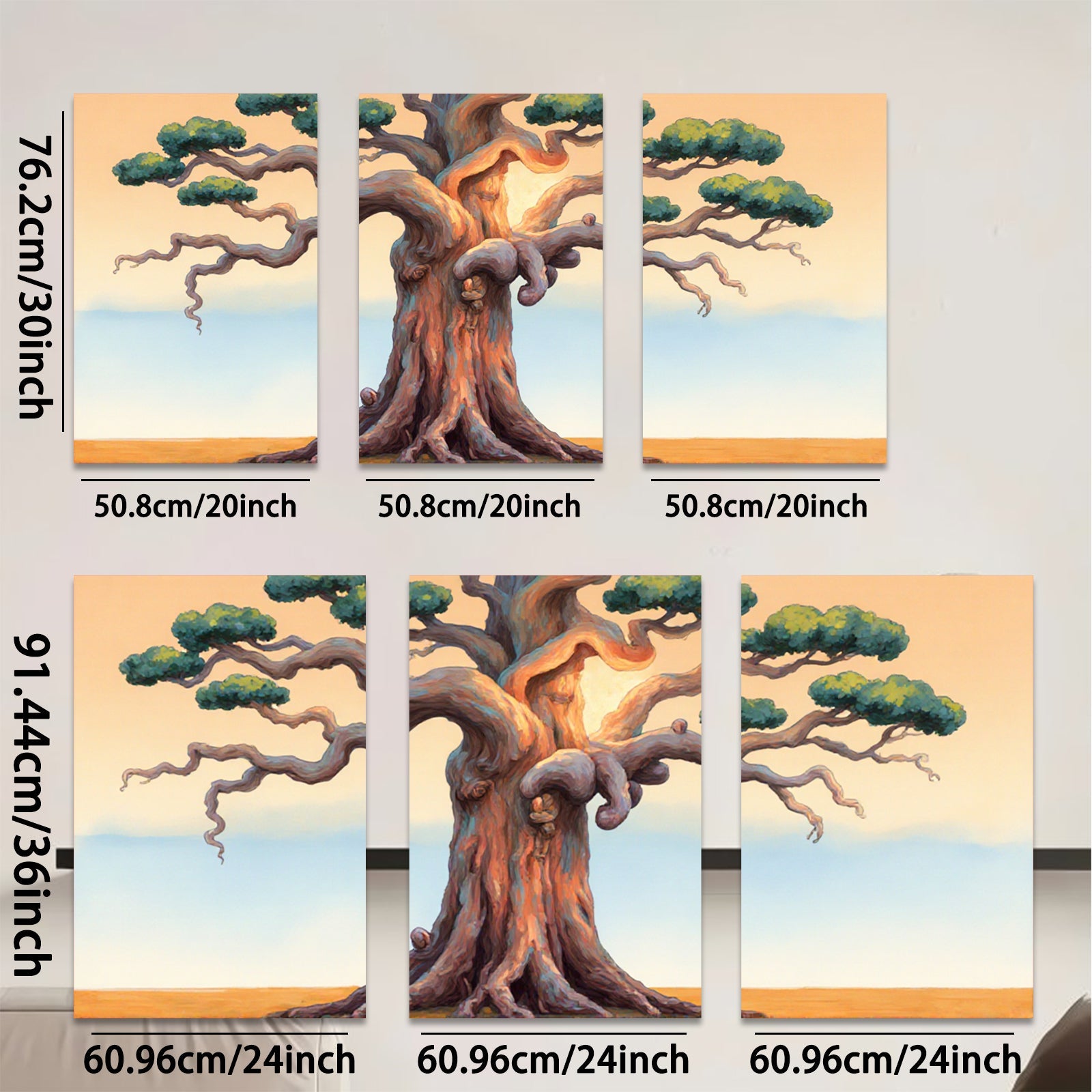 2D flat 1pc Majestic windswept tree canvas wall art for living room bedroom home decor farmhouse style gallery wrapped modern minimalist