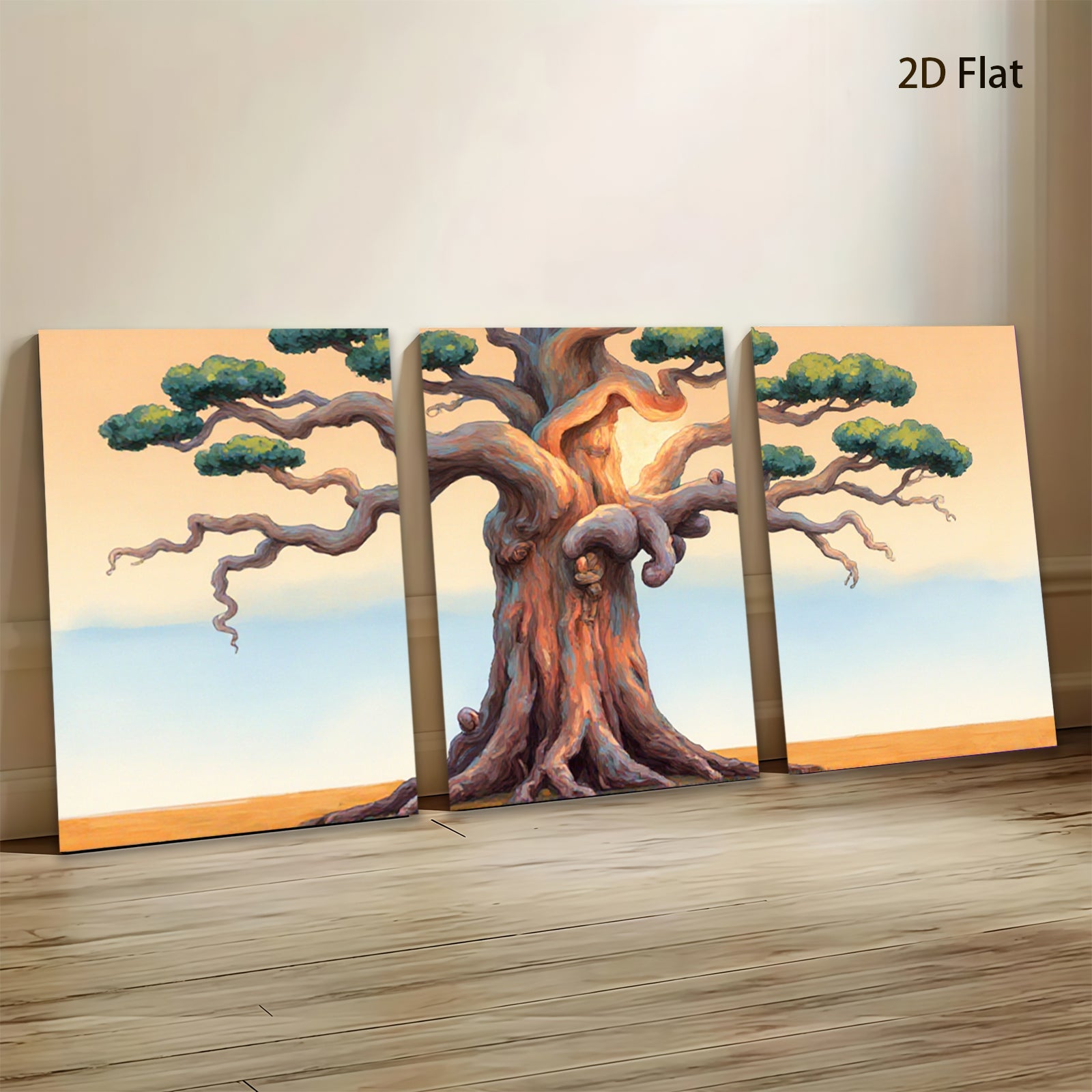 2D flat 1pc Majestic windswept tree canvas wall art for living room bedroom home decor farmhouse style gallery wrapped modern minimalist