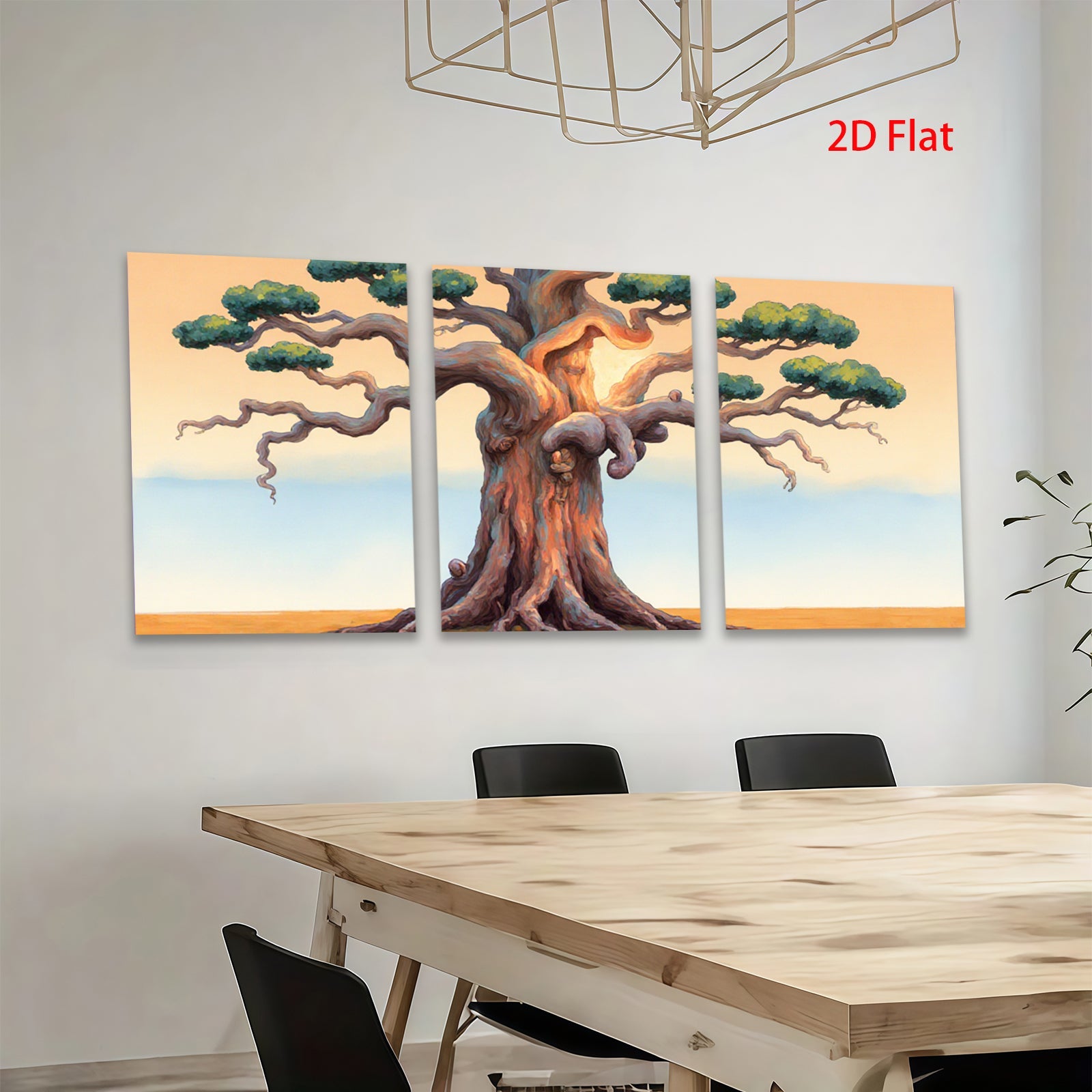 2D flat 1pc Majestic windswept tree canvas wall art for living room bedroom home decor farmhouse style gallery wrapped modern minimalist