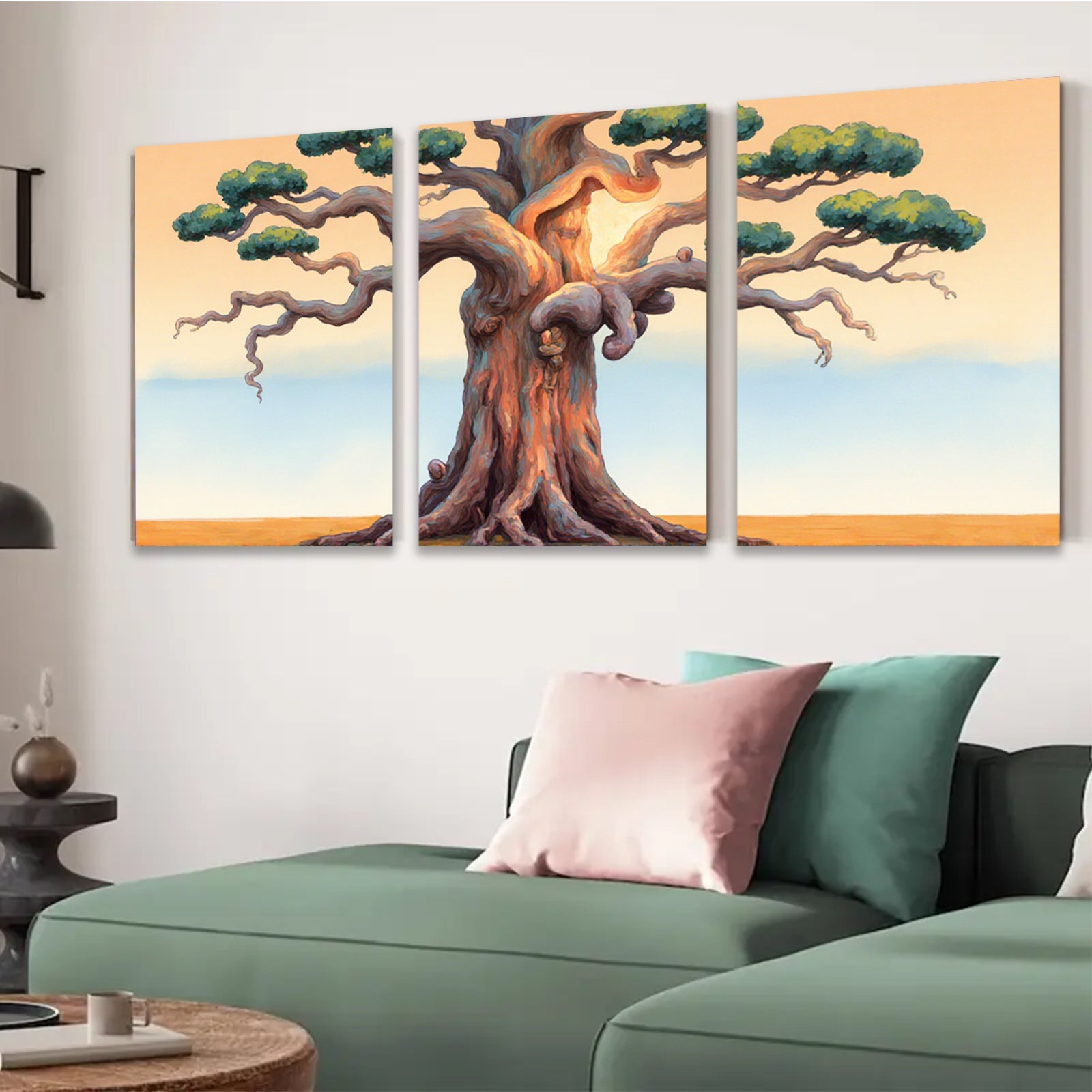 2D flat 1pc Majestic windswept tree canvas wall art for living room bedroom home decor farmhouse style gallery wrapped modern minimalist