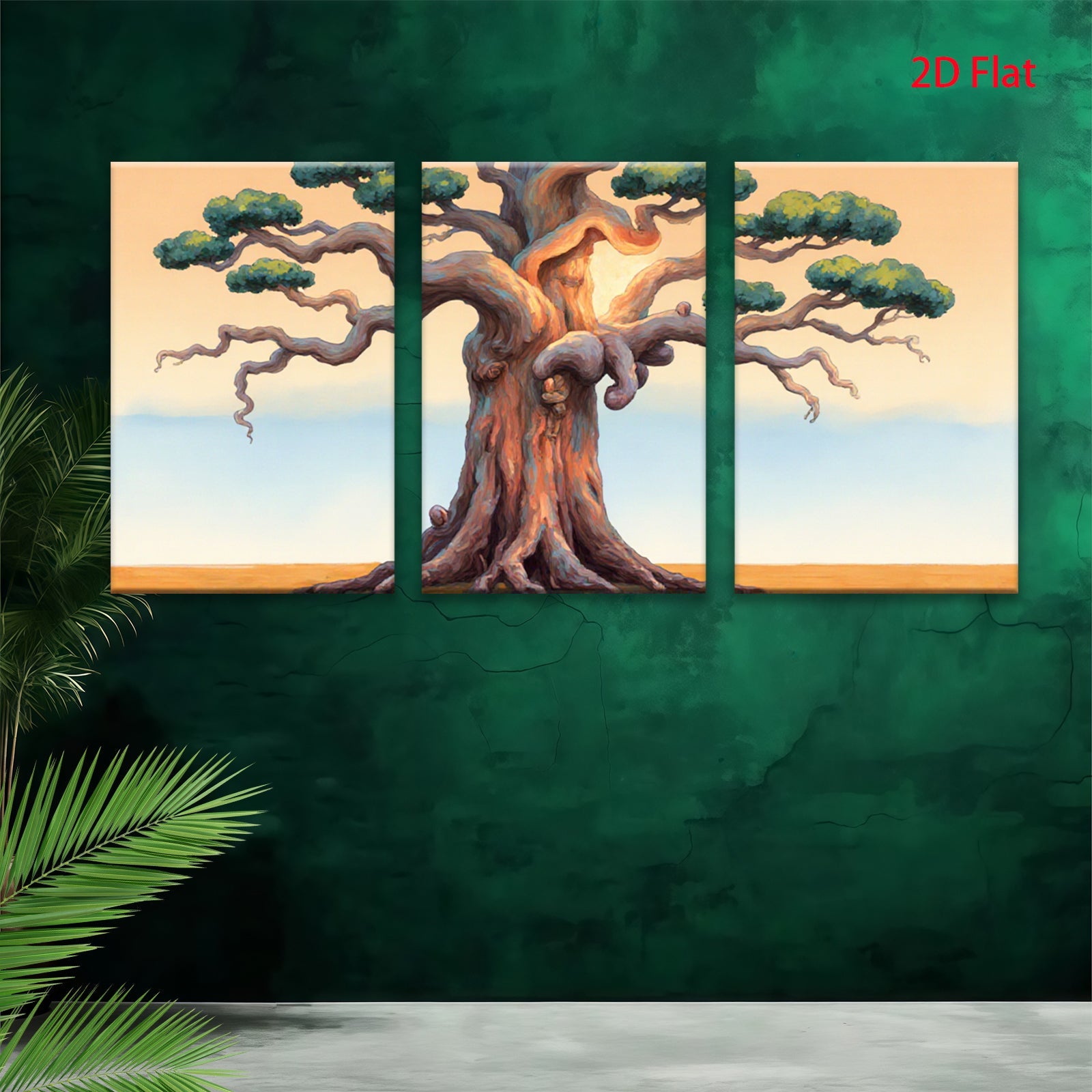 2D flat 1pc Majestic windswept tree canvas wall art for living room bedroom home decor farmhouse style gallery wrapped modern minimalist