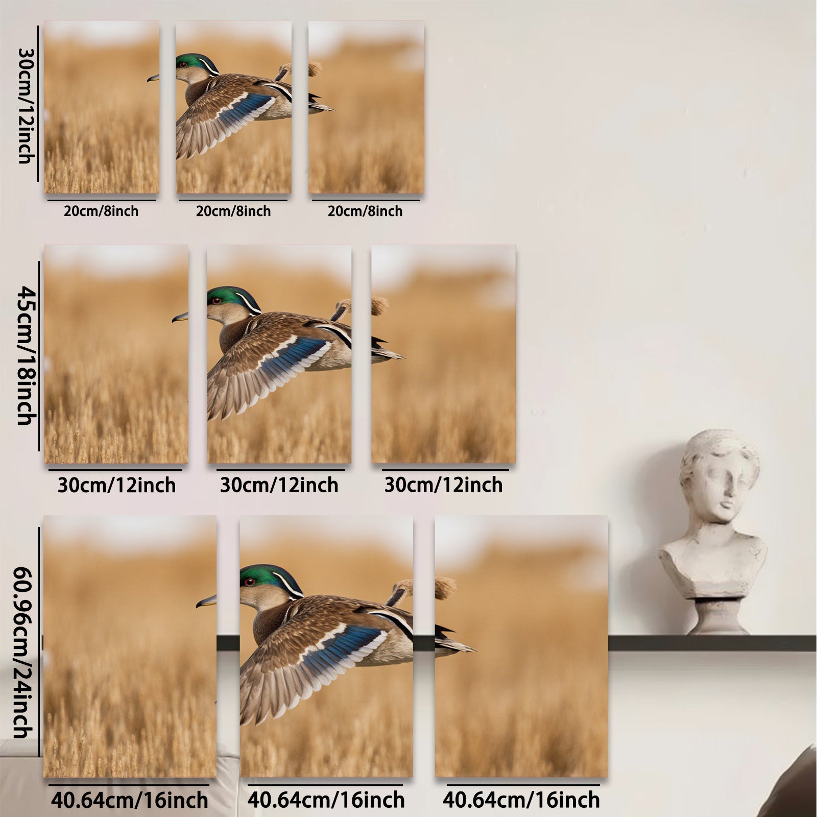 2D flat 1pc Mallard Duck Flight Wildlife Canvas Wall Art Decor for Living Room Bedroom Home Office Modern Farmhouse Rustic Gallery Wrapped