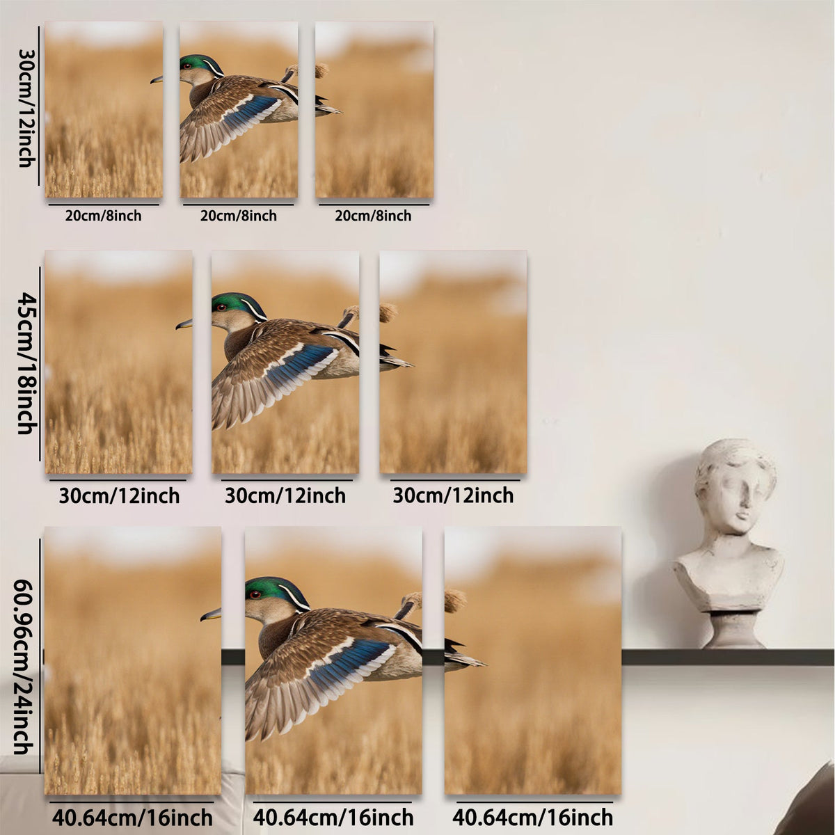 2D flat 1pc Mallard Duck Flight Wildlife Canvas Wall Art Decor for Living Room Bedroom Home Office Modern Farmhouse Rustic Gallery Wrapped