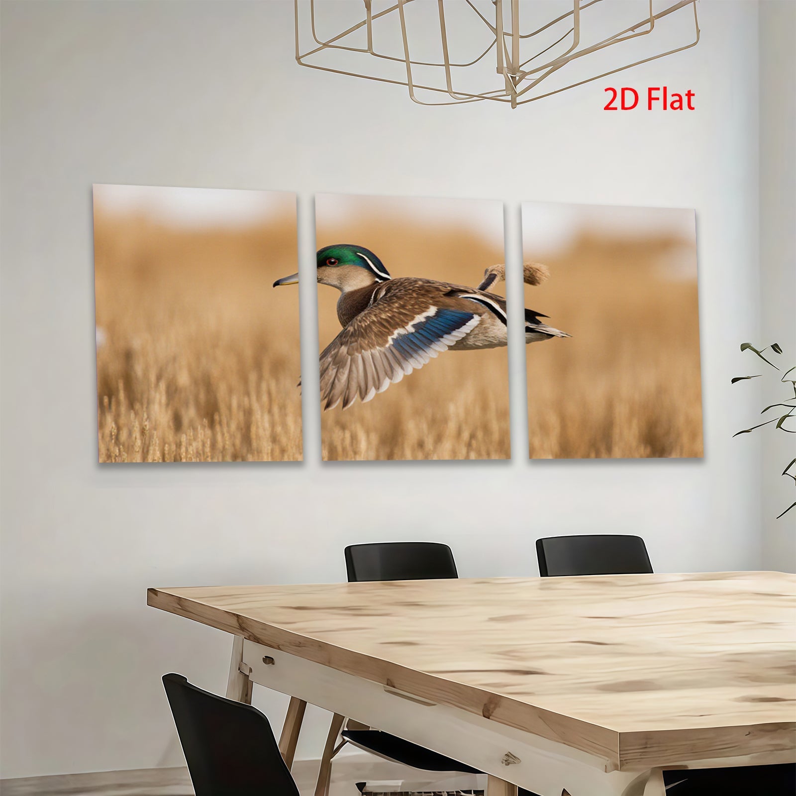 2D flat 1pc Mallard Duck Flight Wildlife Canvas Wall Art Decor for Living Room Bedroom Home Office Modern Farmhouse Rustic Gallery Wrapped