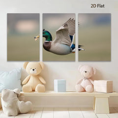 2D flat 1pc Mallard Duck in Flight Wildlife Art Canvas Print for Living Room Bedroom Home Decor Farmhouse Style Wall Art